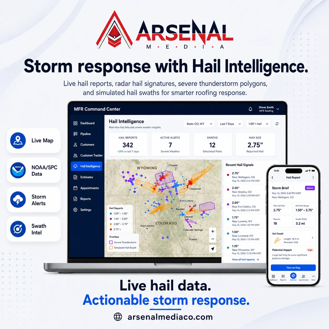 MFR Roofing Command Center: Hail response workflow