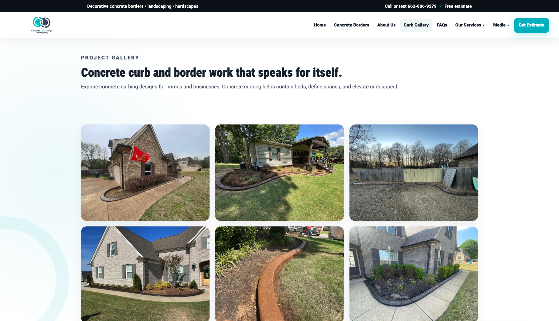 Redesigned project gallery with completed decorative concrete border installations