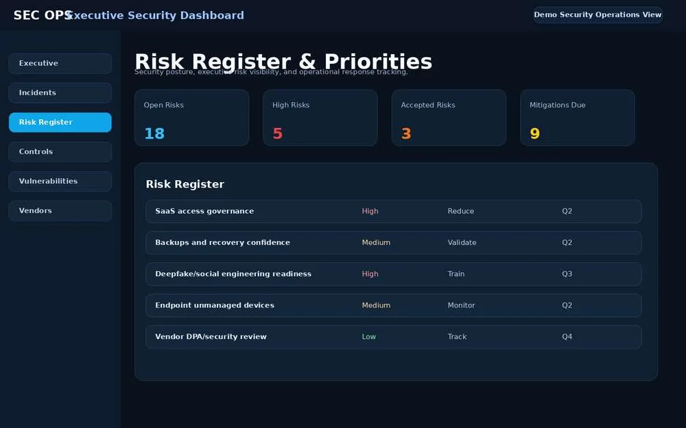 Security Operations Dashboard screenshot
